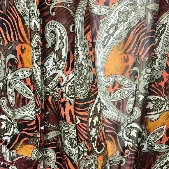 Expresso Womens Kimono/Duster Burnt Orange Black 3X Waterfall Sheer Paisley EUC - Picture 4 of 8